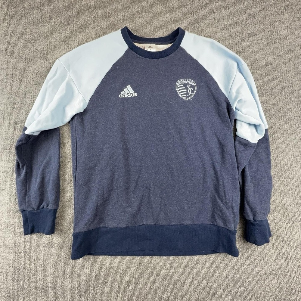 Sporting Kansas City Sweatshirt Crewneck Mens Large Blue MLS Soccer Adidas
